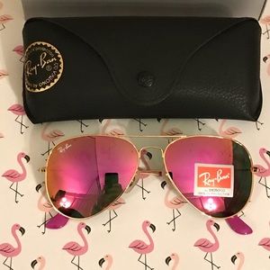 PINK AND GOLD REFLECTIVE RAYBAN AVIATORS 58MM